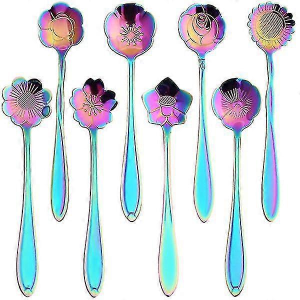8pcs Wine Stirrer Plated Flower Shape Stainless Stirring Bar Mixing Spoon