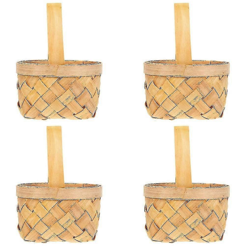 4pcs υφαμένο καλάθι με λαβή Χριστουγεννιάτικο δώρο πάρτι κοριτσιών κοριτσιών λουλουδιών λαβών