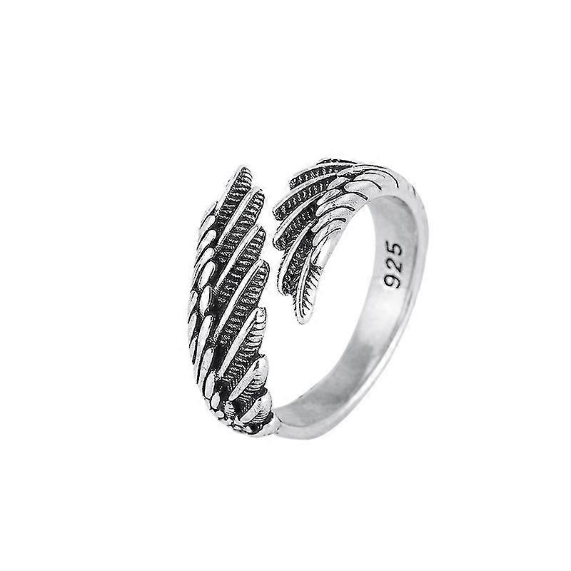 Wings Ring Retro Feather Silver Ring Adjustable Ring Gifts For Women Men