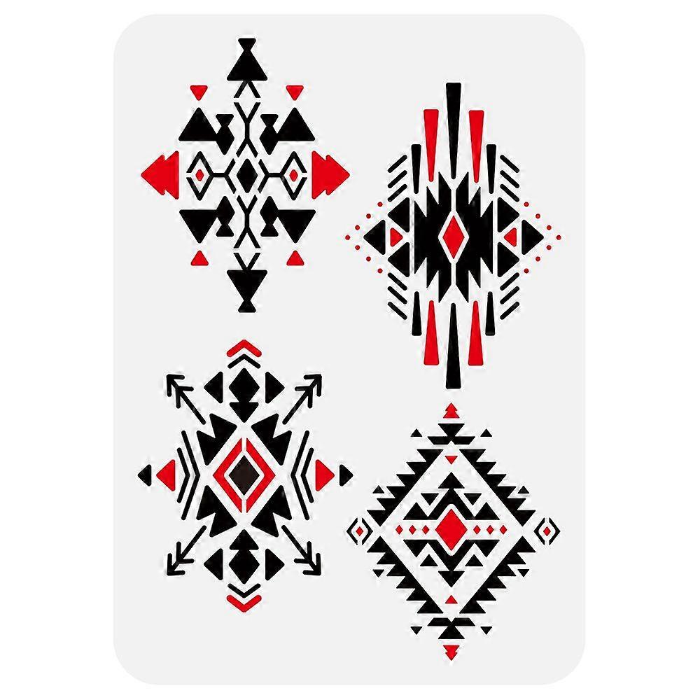 Plastic Drawing Painting Stencils Templates for Painting on Scrapbook Fabric Tiles Floor Furniture Wood Rectangle Mixed Shapes 29.7x21cm