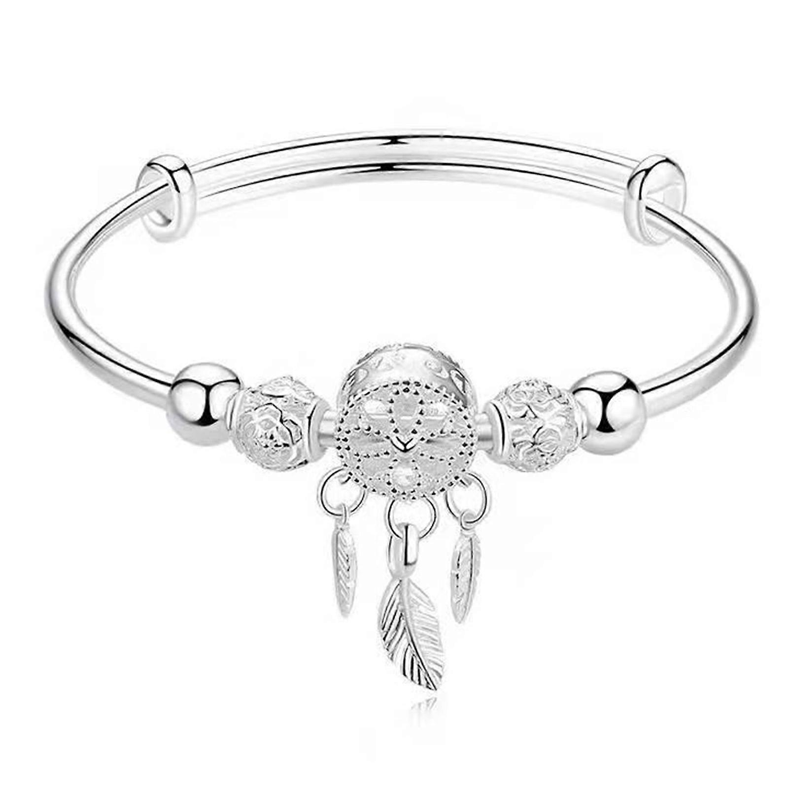 Dreamcatcher Tassel Bracelet - Silver Feather Charm with Adjustable Clasp
