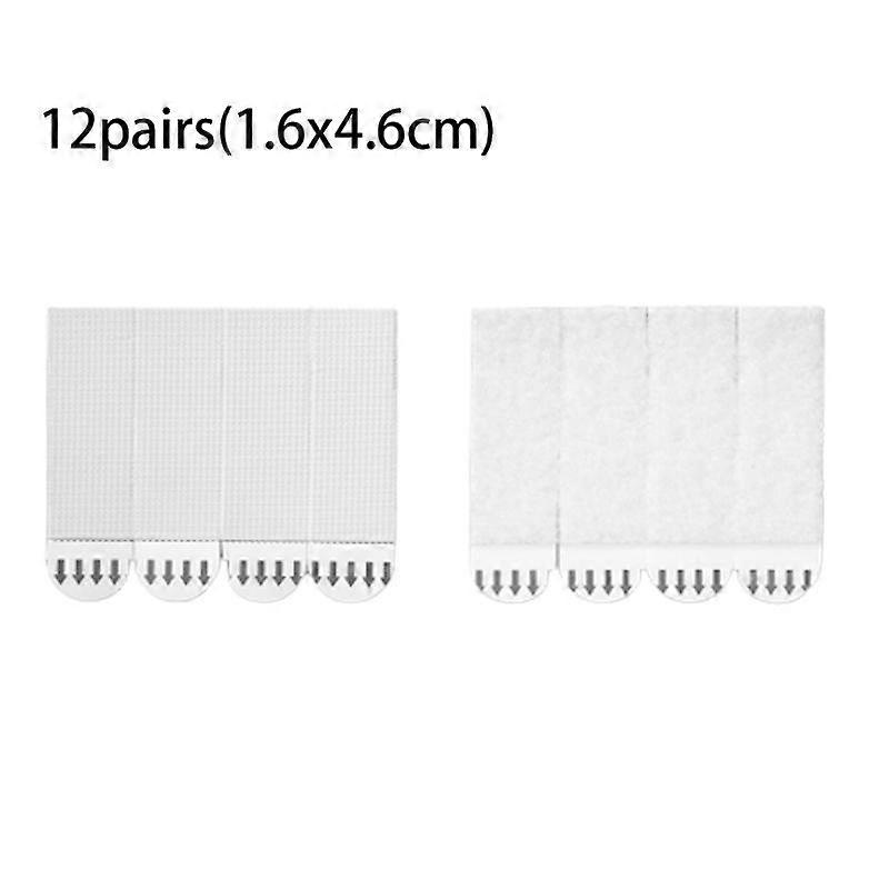 12/24pairs Double-sided Adhesive Strip Non-destructive Hanging Wall Adhesive Strip Wall Hooks Tool-Free Removable Adhesive Strip