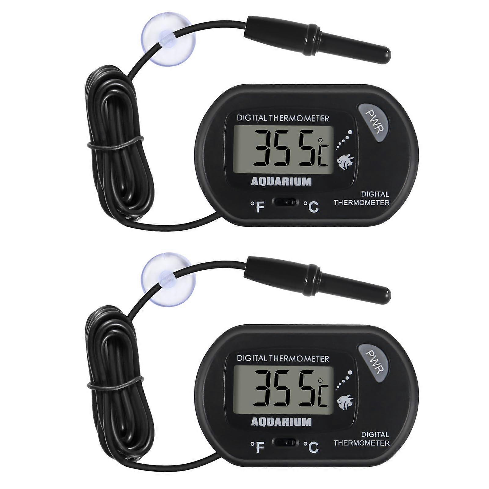 2 Pack Digital Thermometer for Aquariums and Reptile Terrariums, Accurate Range, Waterproof, LCD Screen