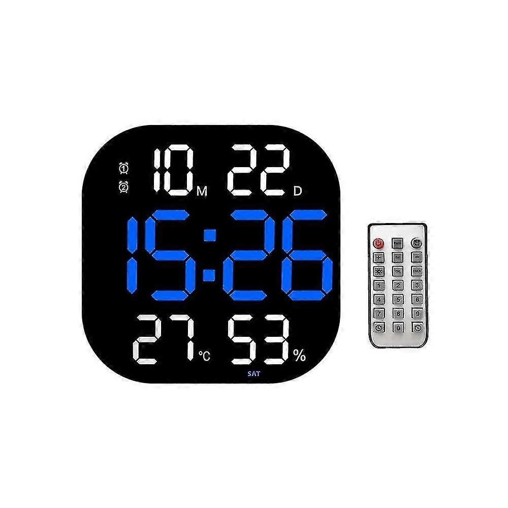 Led Digital Wall Clock Remote Control Temperature Date Week Display Adjustable Brightness Table Al