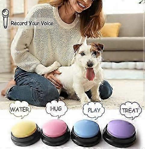 Dog Voice Command Buttons 30 Second Record and Playback for Dog Cats Pet Training Buzzer 4 Packs