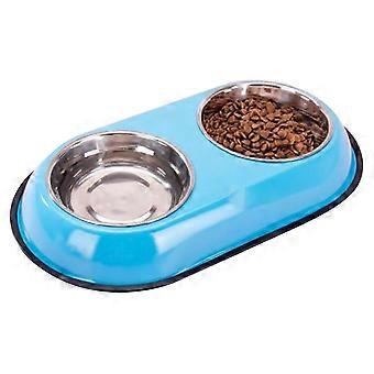 Dog Bowl Cartoon Pattern Stainless Steel Slip Resistant Smooth Surface Removable Double Pet Feeder B