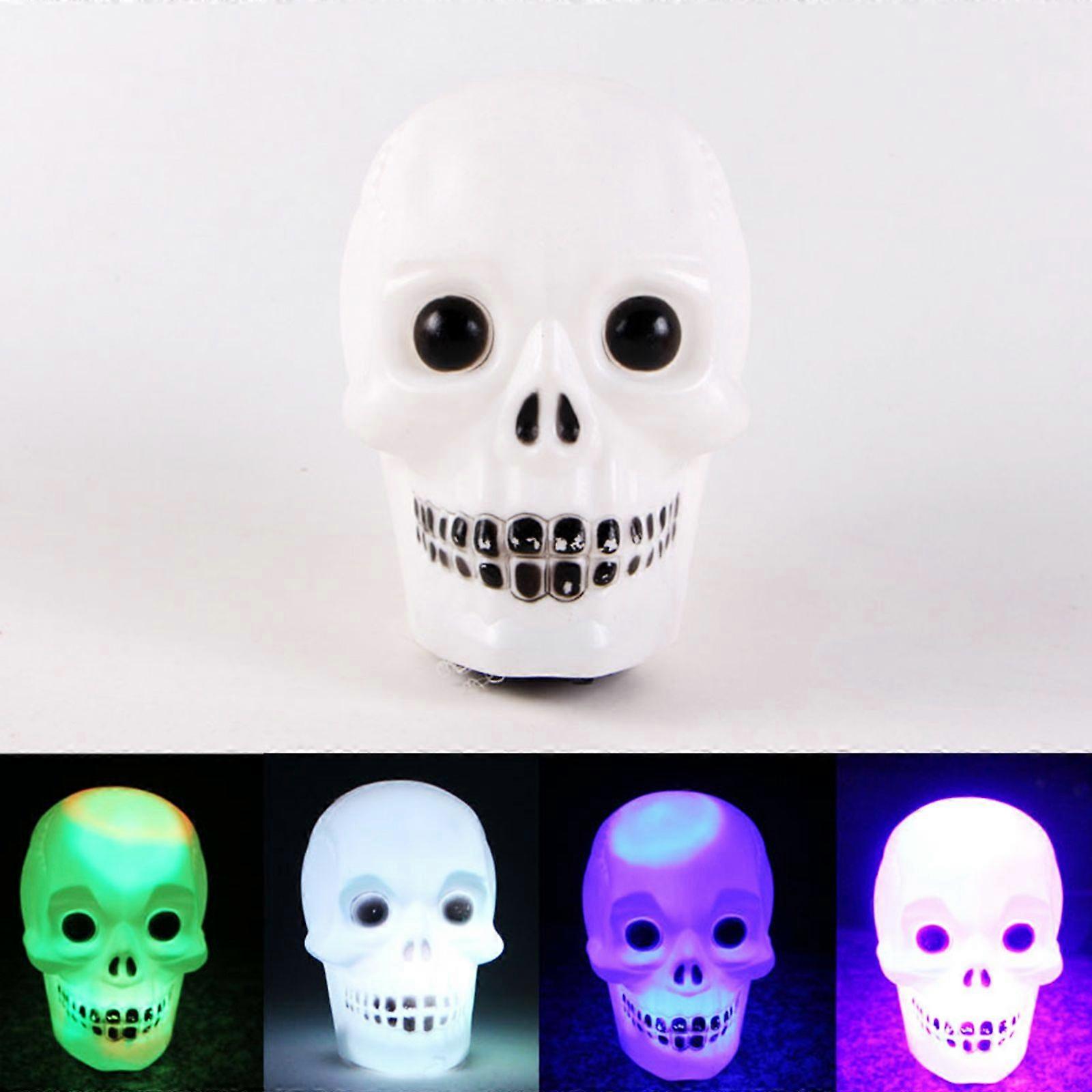 Halloween Skull Lights 4 Color Flashing Ghost Skeleton Lights Battery-Powered Spooky Skull Light Decorative Lights for Halloween Party Bar