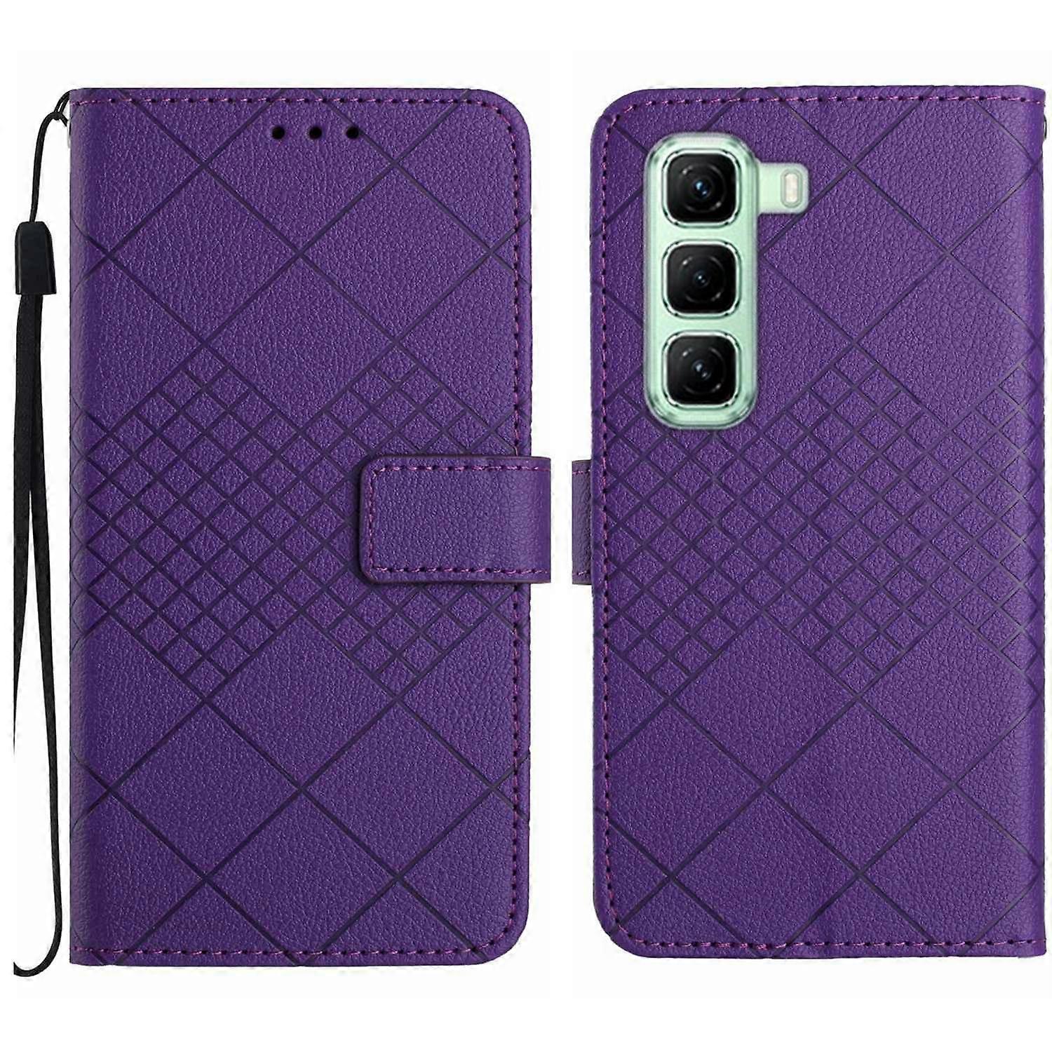 Rhombic Grid Texture Leather Phone Case