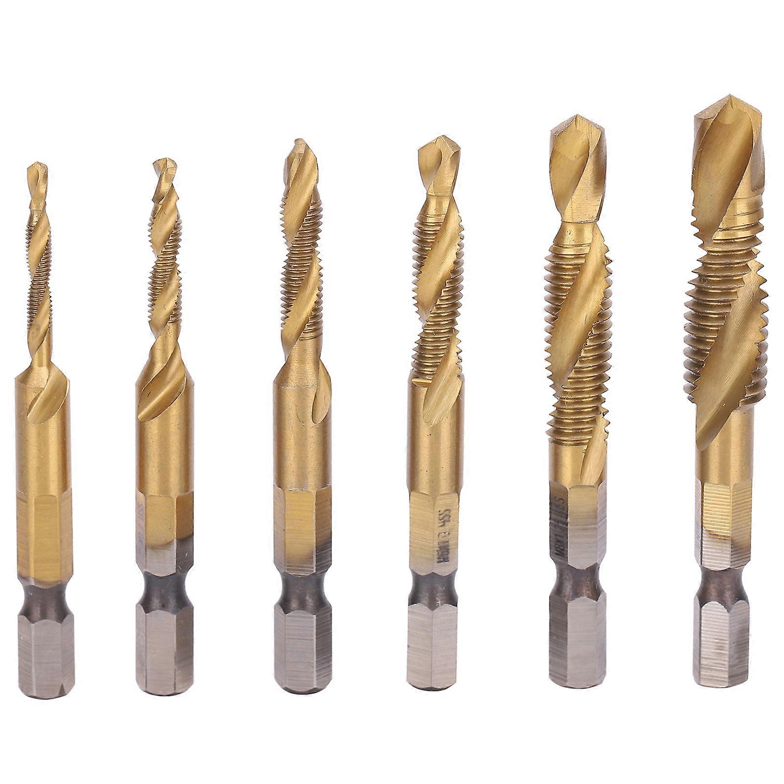6pcs Screw Tap Drill Bits Kit 6542 High Speed Steel M10 M8 M6 M5 M4 M3 Tapping Tools