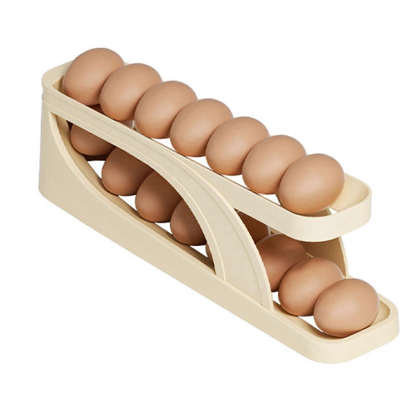 Rolling Egg Dispenser with Double Layer Saving Space Egg Storage Rack for Home Kitchen
