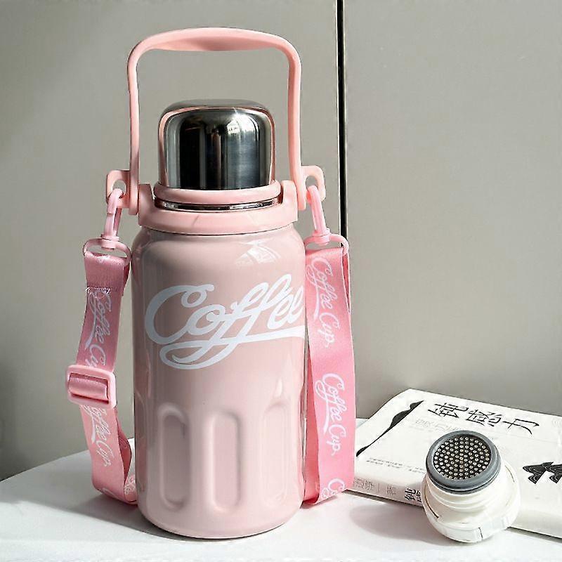 24oz Vacuum Insulated Stainless Steel Water Bottle with Cup Lid-Pink