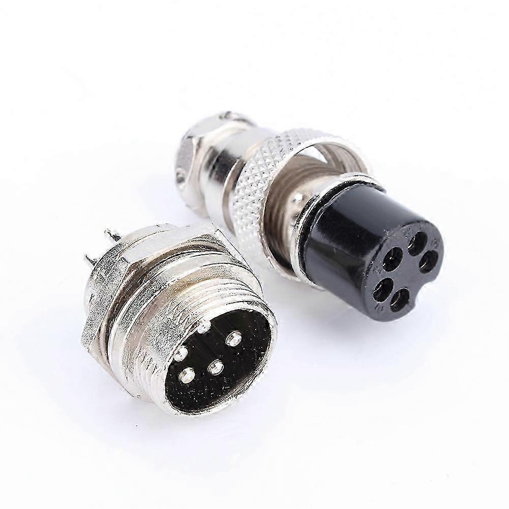 1set GX16 5Pins Screw Type Electrical Aviation Plug Socket Connector New