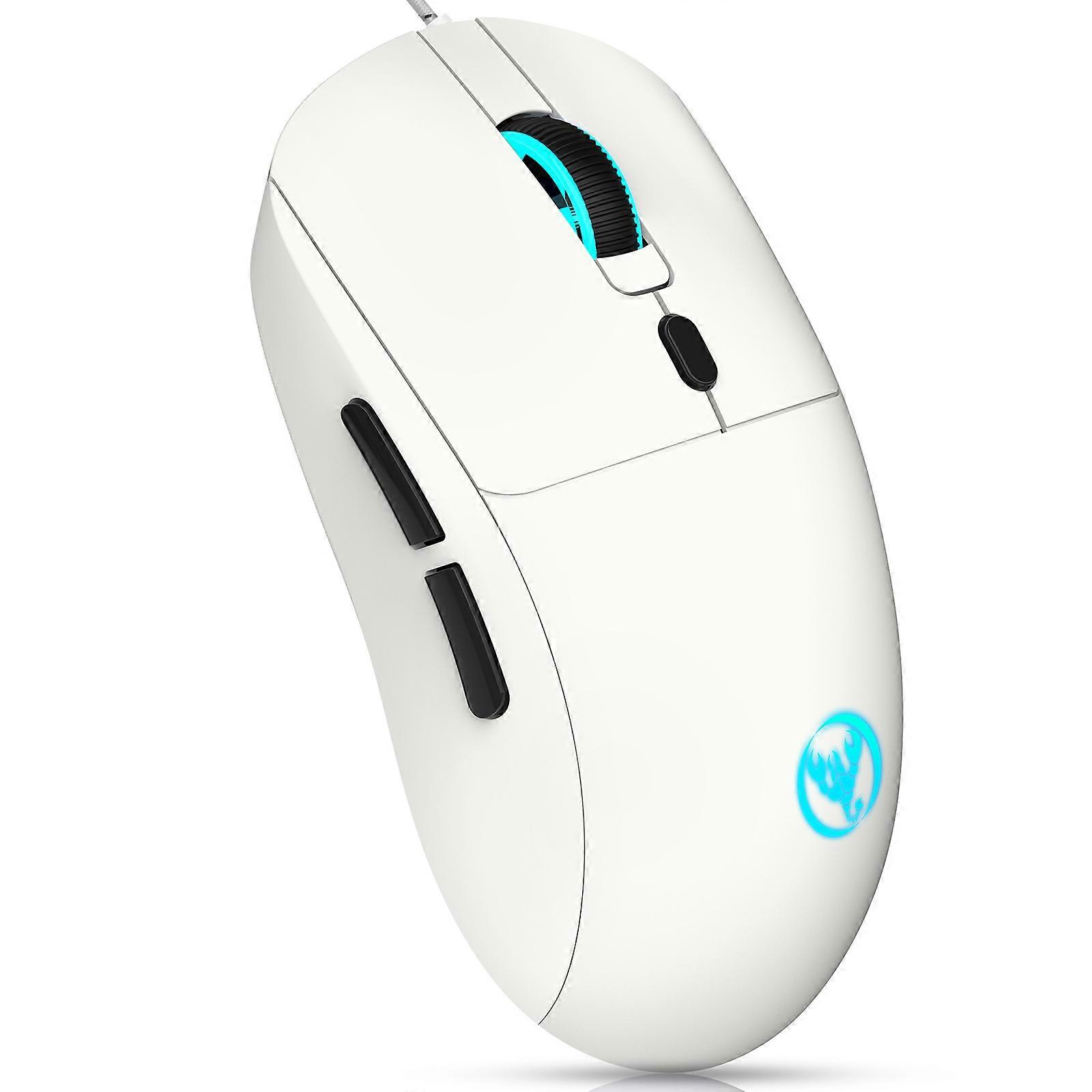Smooth Trackings 3600DPI USB Wire Mouse,Ergonomic 6Button Design for Improved Productivity on PC and Laptops Gaming Use White