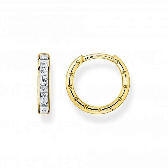 Sterling Silver Gold Plated White Pavé Stones Earrings CR668-414-14