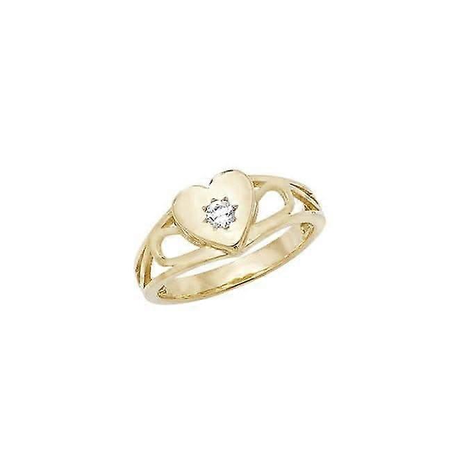 Bague en or jaune 9 carats pour bébés en forme de timbre en zircone RN499CZ