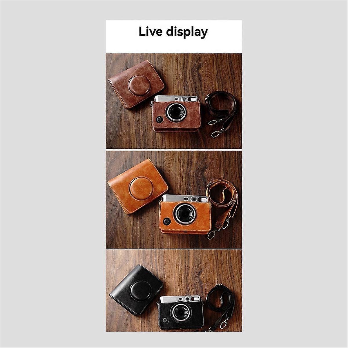PU Leather Camera Bag for Mini Protective Case with Shoulder Strap Camera Accessory Storage D