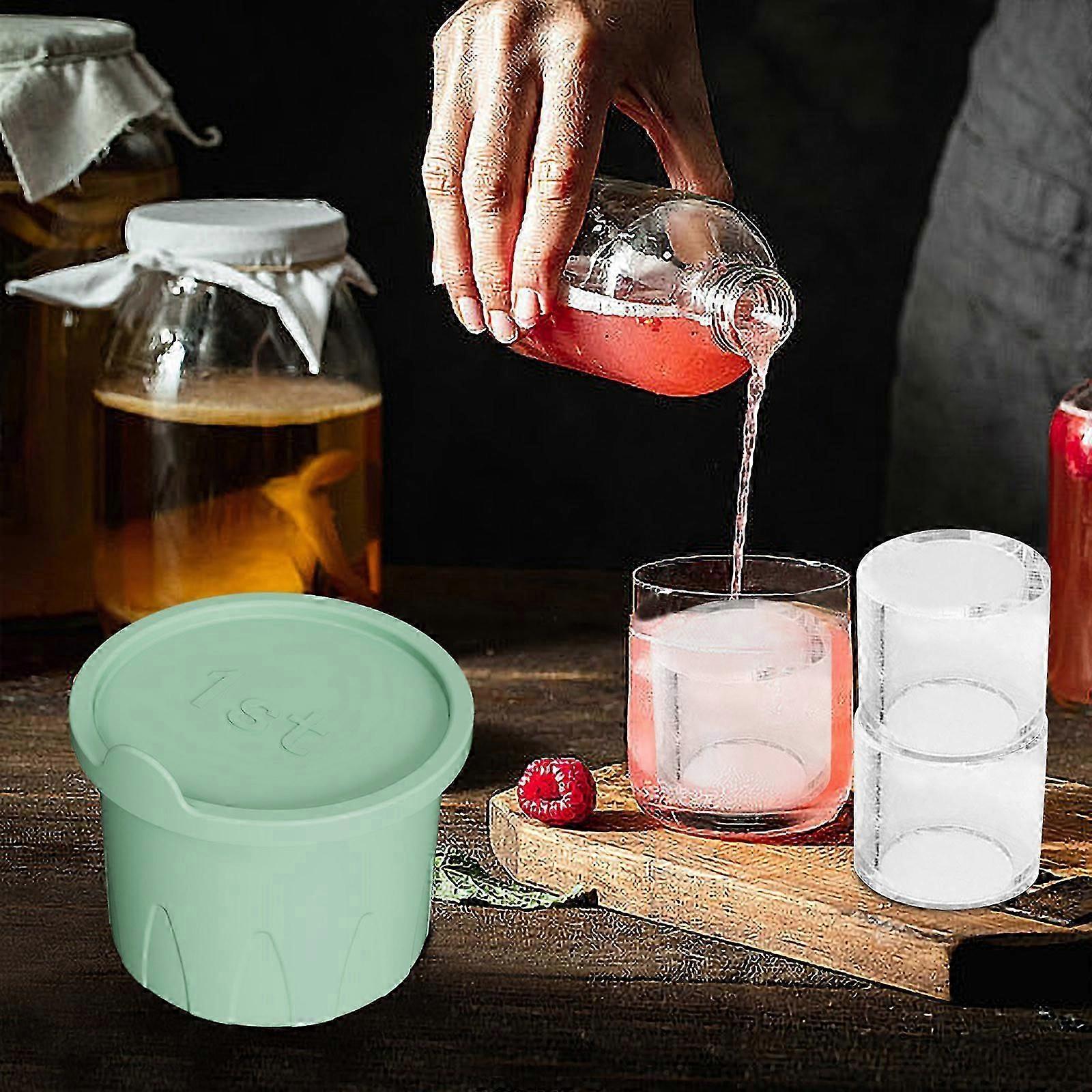 2024 Large Ice Tray with Lid for 20-40 Cups, 3 Hollow Cylinder Molds for 20-24oz Mugs, Reusable