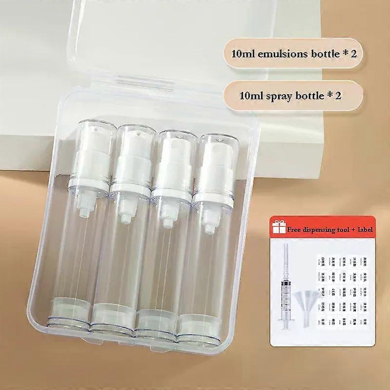 1 Set 5-15ML Clear Empty Refillable Airless Vacuum Pump Cream Lotion and Spray Portable Bottle Set Sample Packing for Toiletries