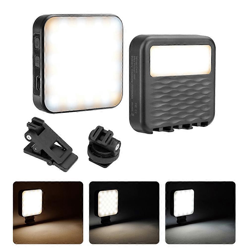 C49 Mini Portable 3 Color Temperatures Photography Video Light Phone Laptop Clip-On Dual Side Fill L