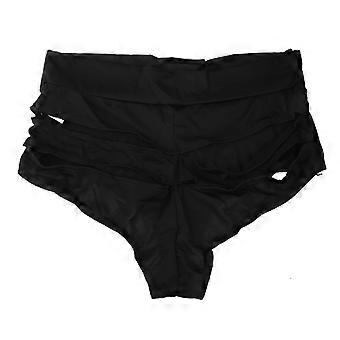 Women Summer Mid Waist Hot Shorts Sexy Back Cutout Hollow Underwear Panties Solid Color Distressed Ripped Bottoms Briefs  XL White