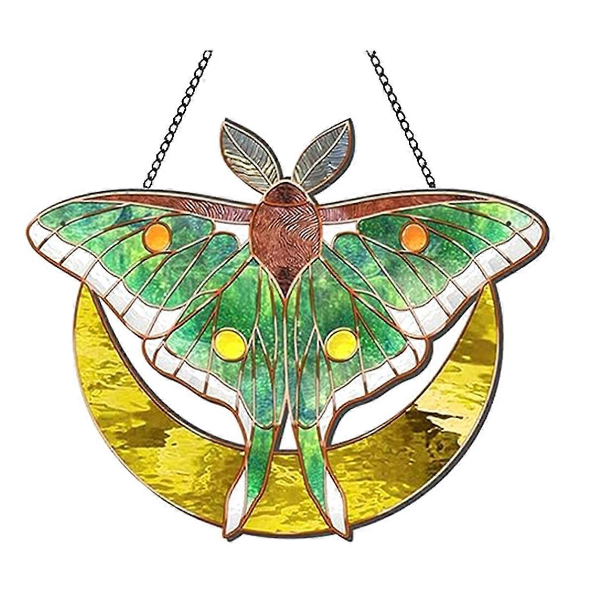 Spanish Moon Pendant Stained Acrylic Window Hanging, S A