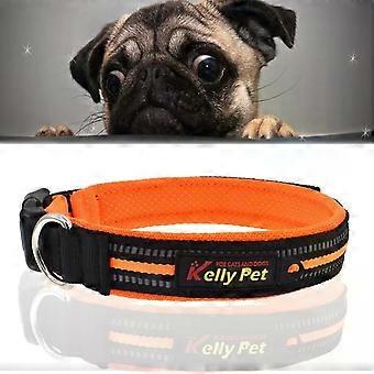 Reflective Dog Collar and Leash Set-Breathable Polyester,Size S,Orange Orange