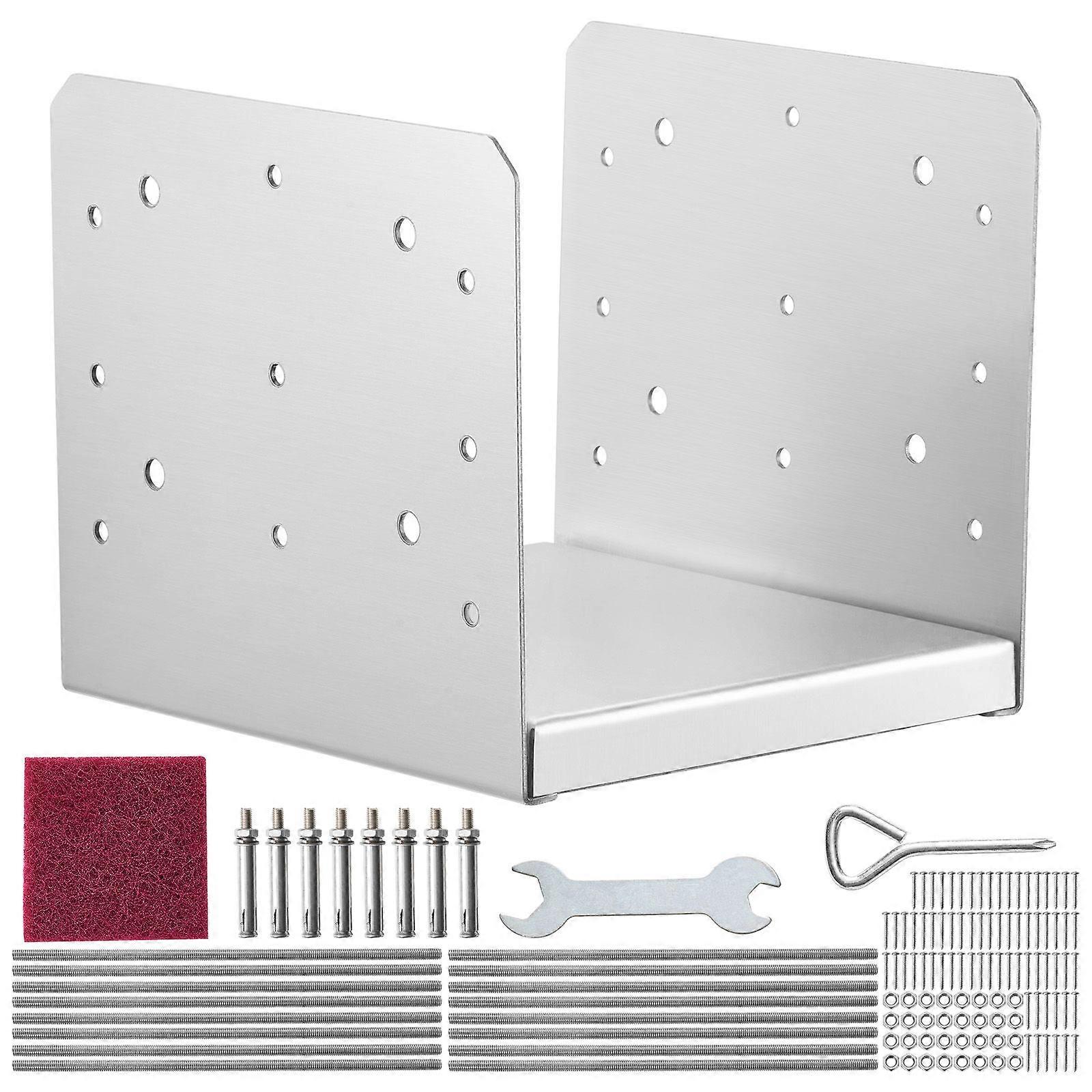 8"x 8" Post Base, 4Pcs Stainless Steel Adjustable Post Anchor Bracket, for Pavilion Deck Porch Handrail Railing Support