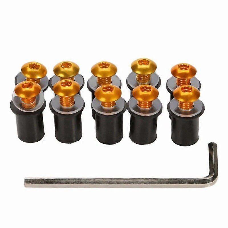 10PCS Motorcycle Windscreen Windshield Fairing Bolt Screw Kit Well Nuts M5 15mm