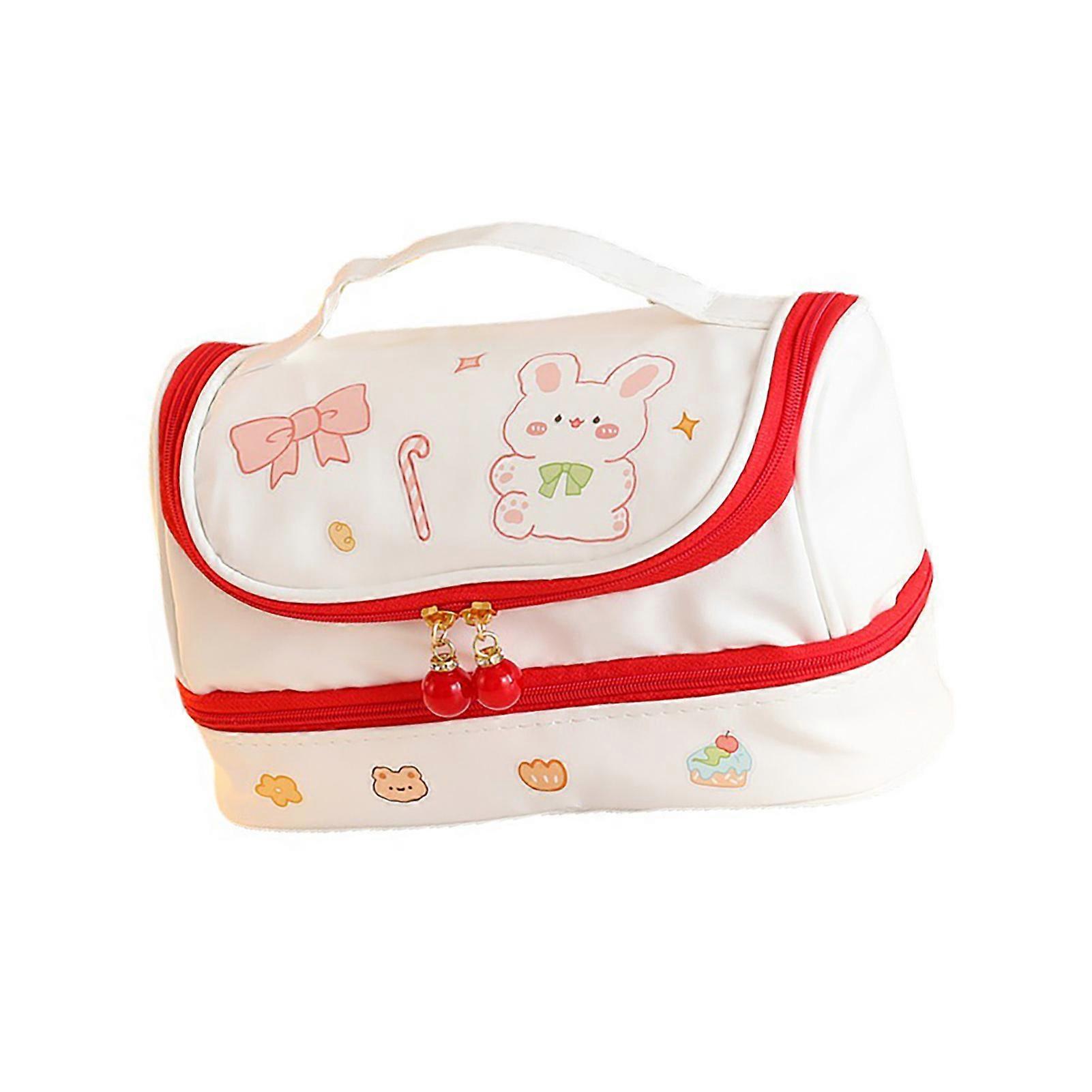 Multifunction PU Leather Pencil Case Double Layer Zipper Big Capacity