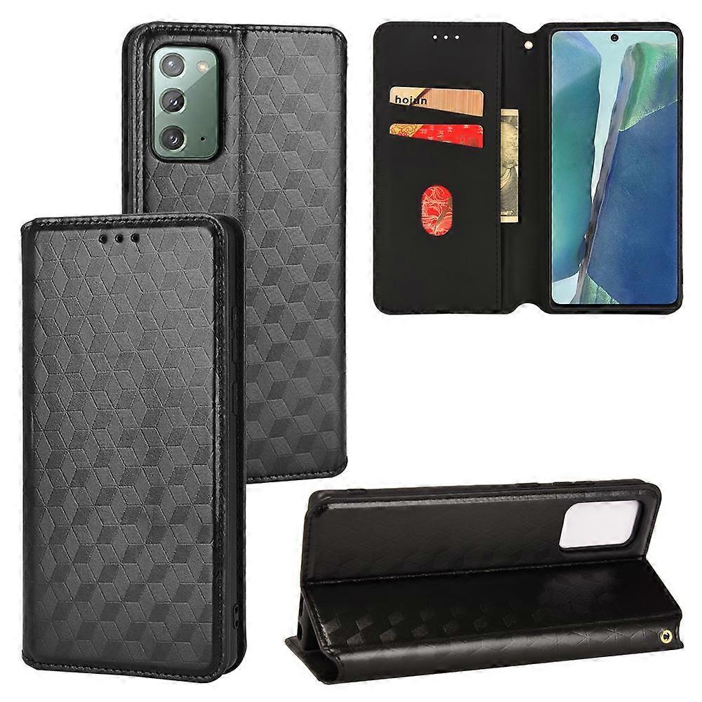 Cubic Grid Texture Flip Leather Phone Case