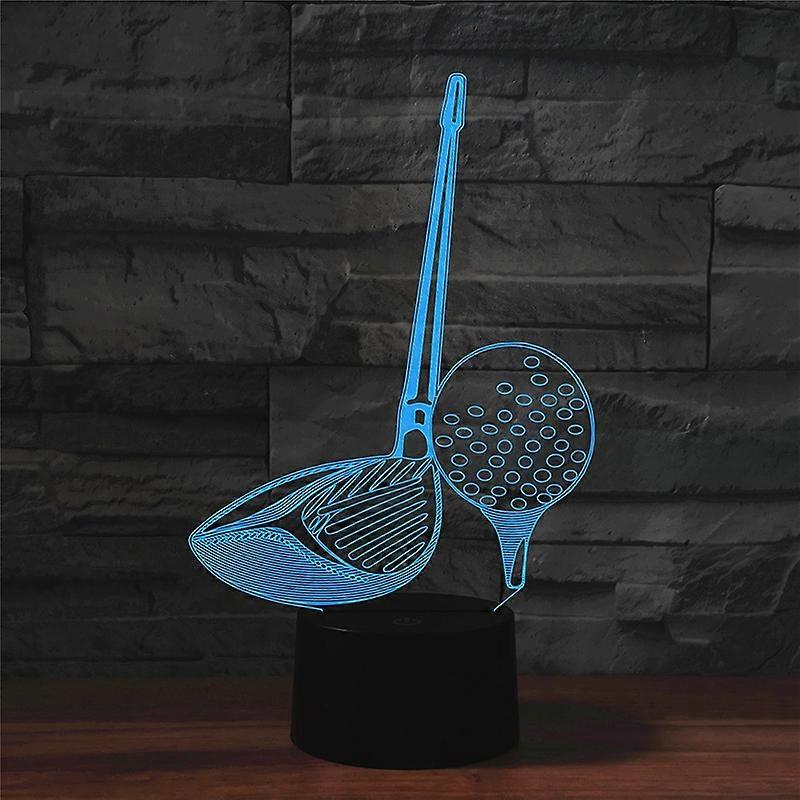 Golf Shape 3D Colorful LED Vision Light Lampe de table, 16 couleurs Version télécommandée