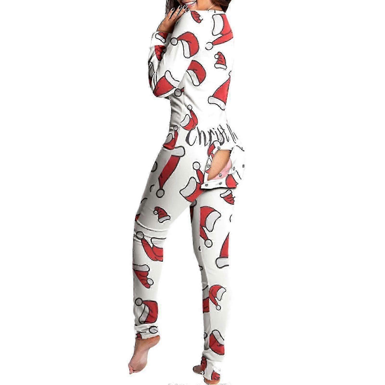 Pyjama Women Jumpsuit Lady Eeping Wear Suit Back Butt Bum Open Ass Loungewear