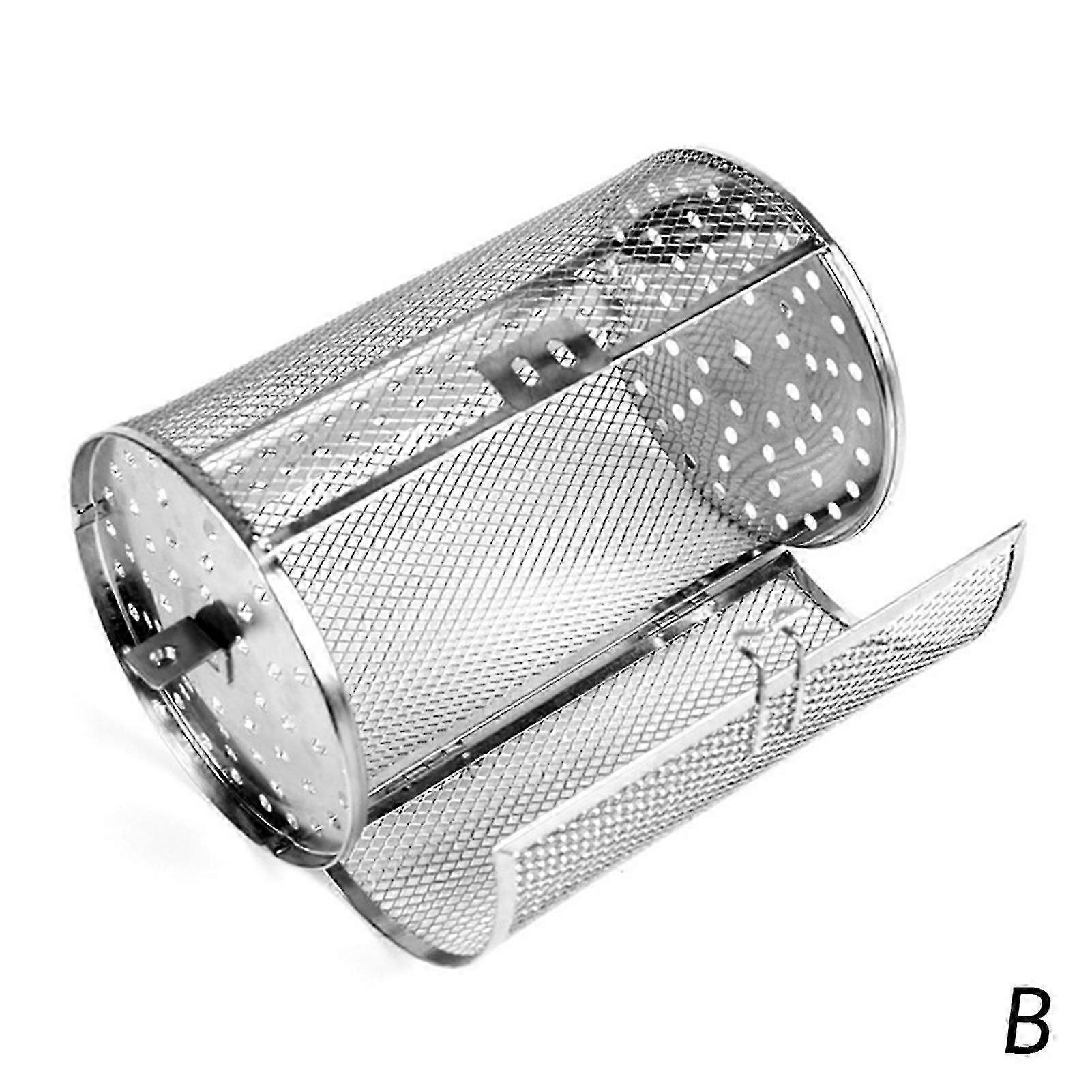 Grill Rotisserie Basket with Rotating Drum for Even Cooking