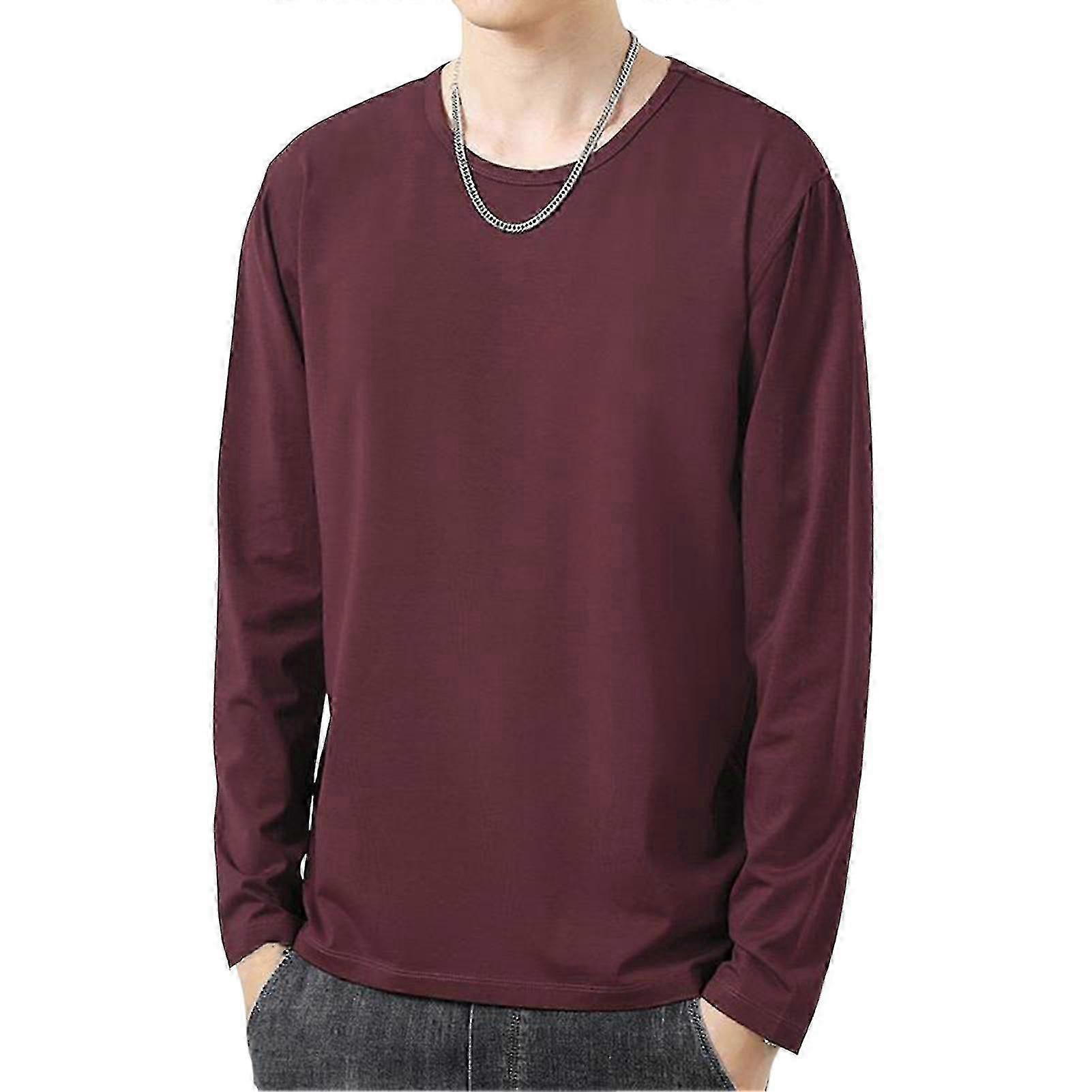 Herren Langarm-Basic-T-Shirt mit O-Ausschnitt - Strapazierfähiges Herbst-Layering-Essential-Oberteil