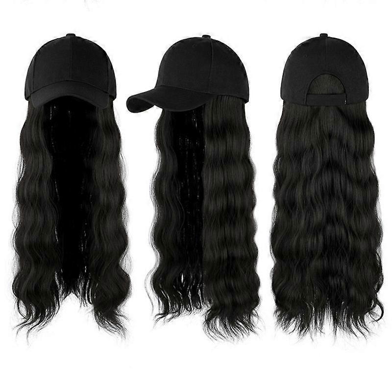 Women's Fashion Hairstyle Wig Baseball Cap Adjustable Hat Hair Curly Wave Hair Long Wig