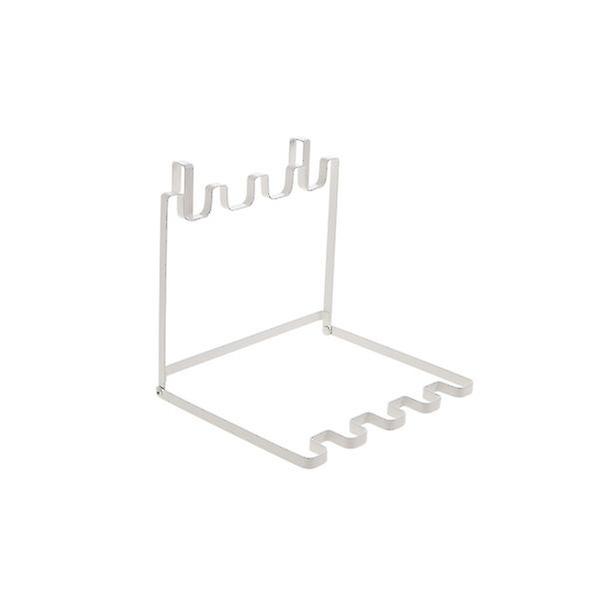 Foldable Hanging Trash Bag HolderWhite- Simple Iron Trash Bag Holder with Hooks, Suitable for <1.8cm Cabinet Door, for Kitchen, Travel, Home, Closet,