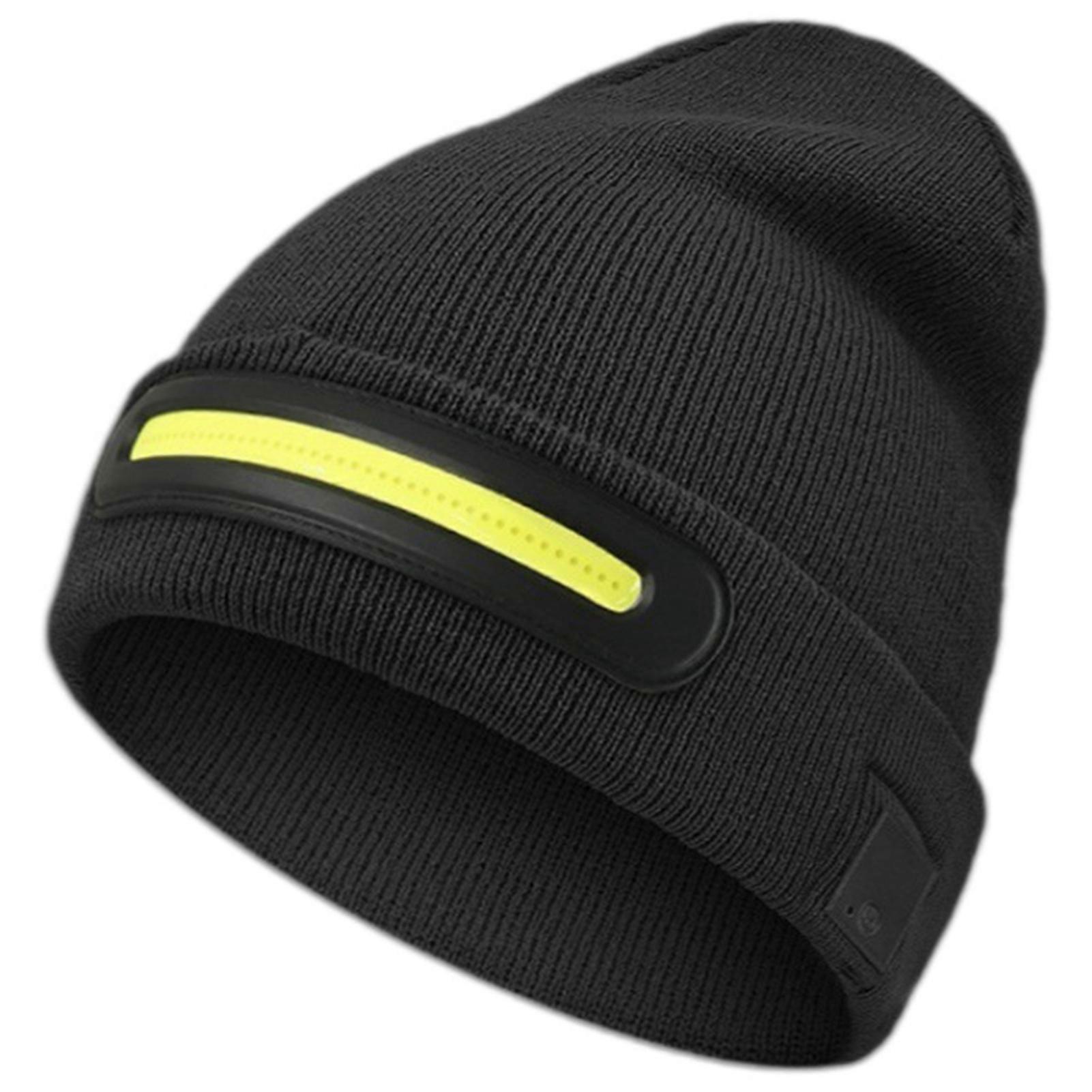 Winter Unisex LED Knitted Beanie Hat Thickened Cold-proof Soft Cap for Running Cycling