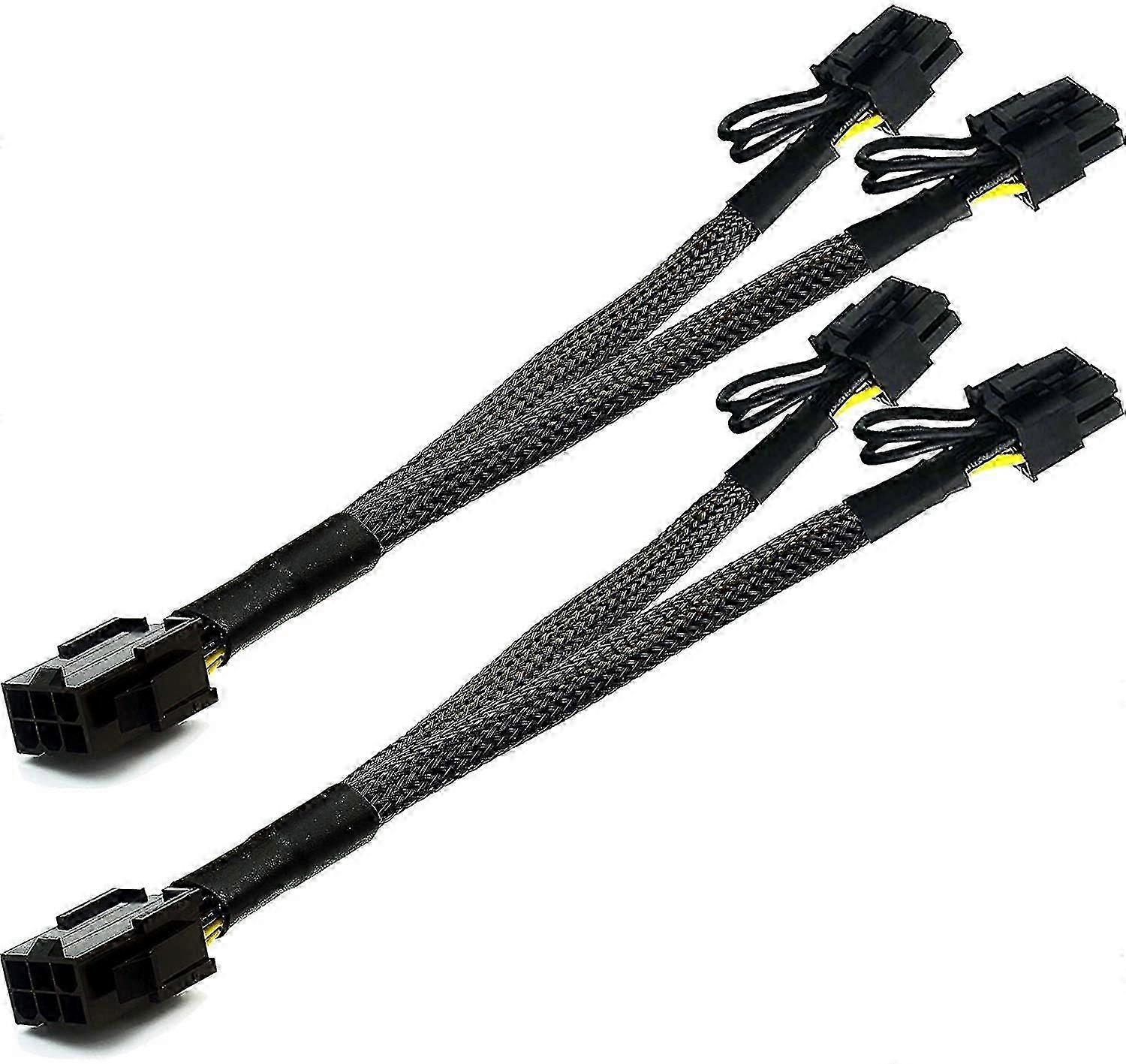 2 Pack Pci-e 6 Pin To Dual Pcie 8 Pin (6+2) Graphics Card Pci Express Power Adapter Extension Cable Mining Video Card Sleeved Power Cable 25cm
