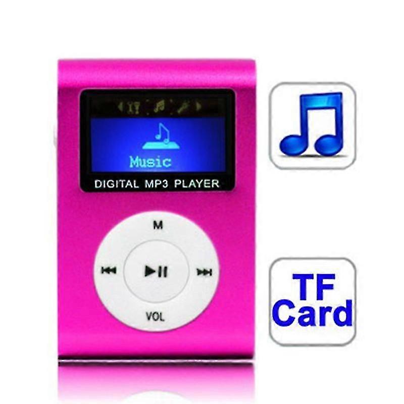 MP3-Player mit TF-/Micro-SD-Kartensteckplatz, LCD-Bildschirm, Metallclip