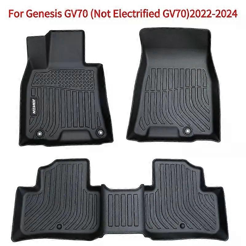 Floor Mats For Genesis GV70 2022-2025 All Weather Floor Liner 2 Row Front & Rear Custom Fit Car Mat Black
