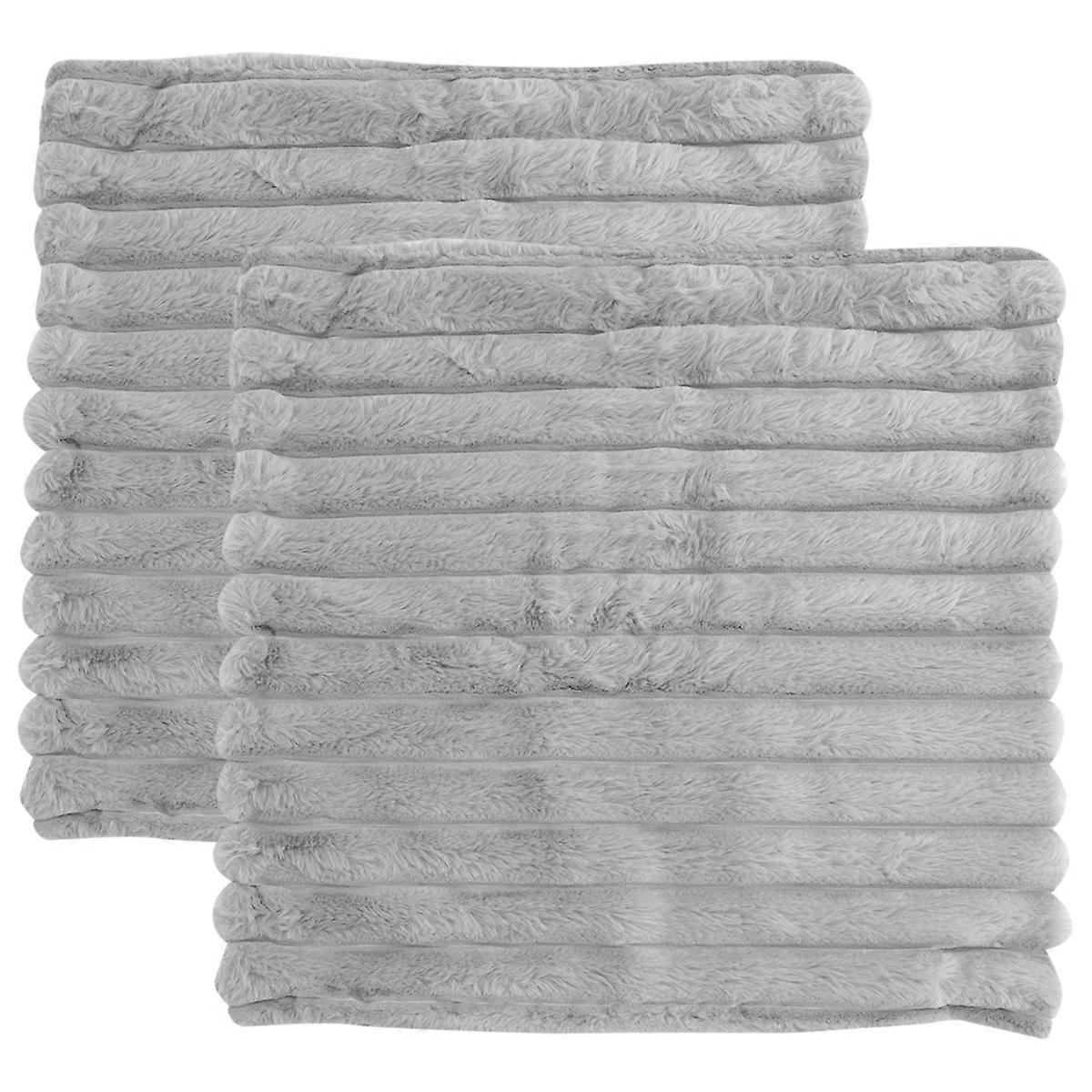 Faux Fur Plush Grey Throw Pillow Covers Fuzzy Striped Pillowcase A