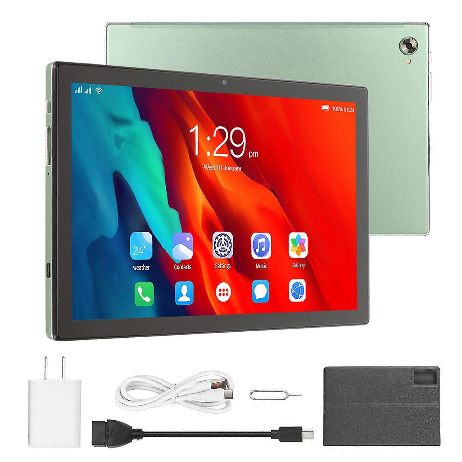10.1 Inch for Android 12 with Protective Case Octa Core 8GB 256GB Support 4G Calling 5G WiFi Tablet Green