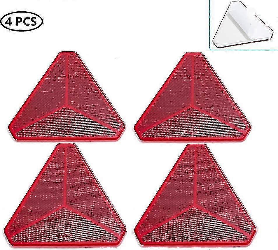 4 X Red Triangle Reflector, Triangle Reflector For Self Adhesive Reflector Trailer Reflectors, Traffic Triangle Reflector, Apply To Rv Carava Trailer,