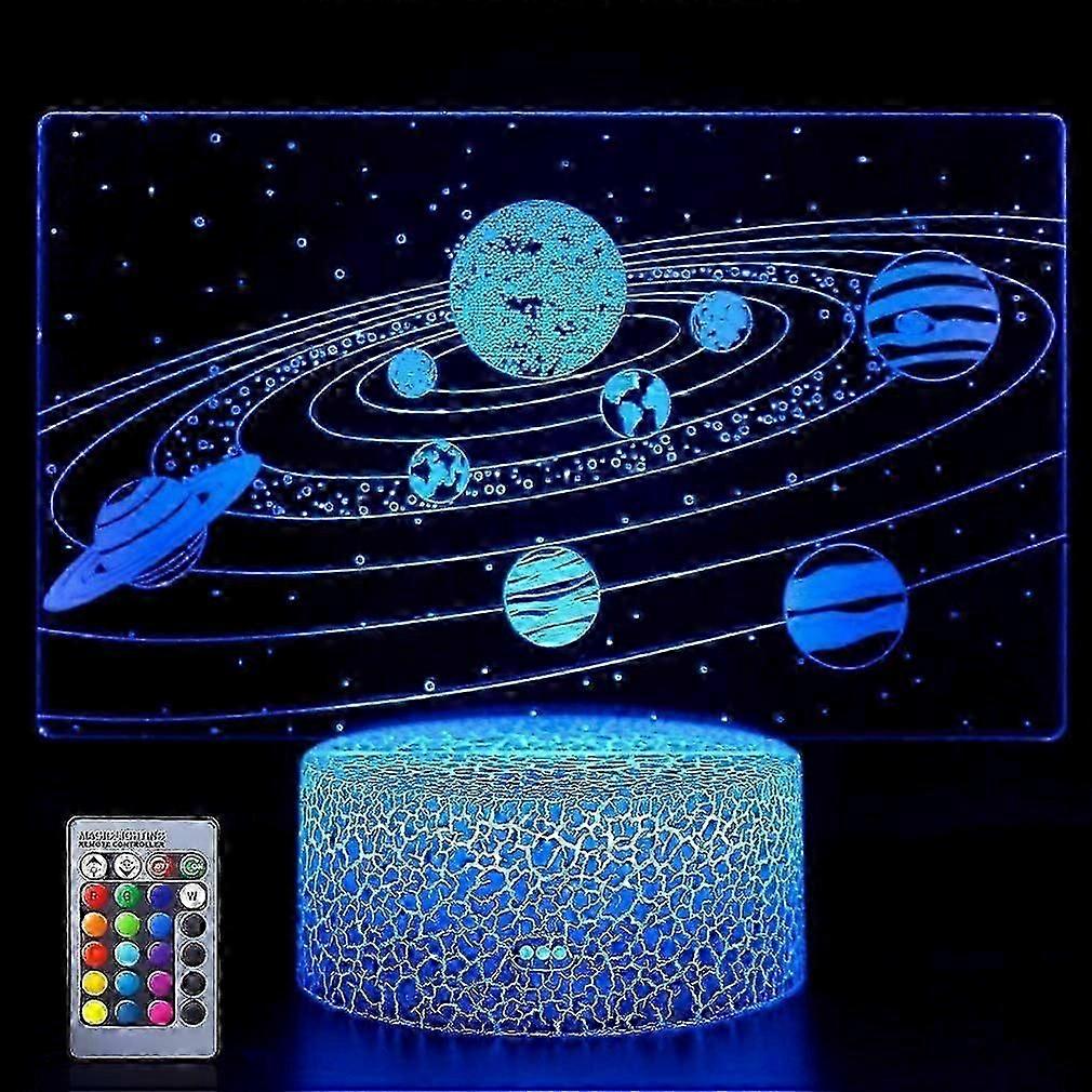 3d Night Light For Kids, Space Gift, 3d Illusion Lamp With 16 Changing Colors And Remote Control