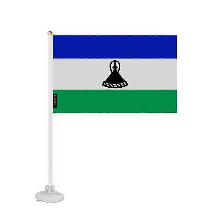 Flag - Lesotho - Mini Suction Cup Flag - 14 x 21 cm - Polyester - Double-Sided Print
