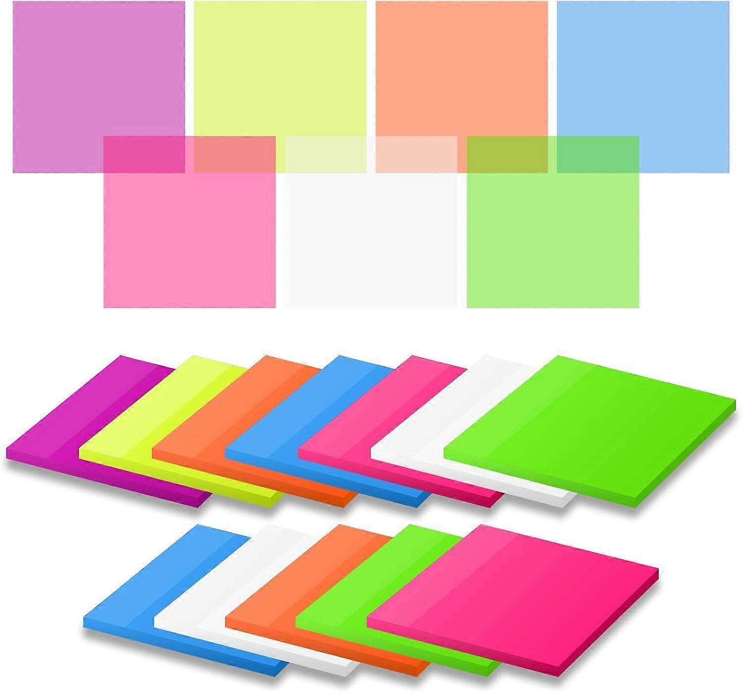 600 Sheets Transparent Sticky Notes, 3x3 inch Pastel Clear Sticky Notes