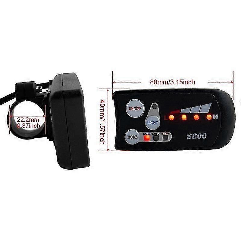 Electric Bicycle 36V48V S800 LED LCD Meter Control Panel Display compatible with Ebike Controller 5 Pin Waterpr