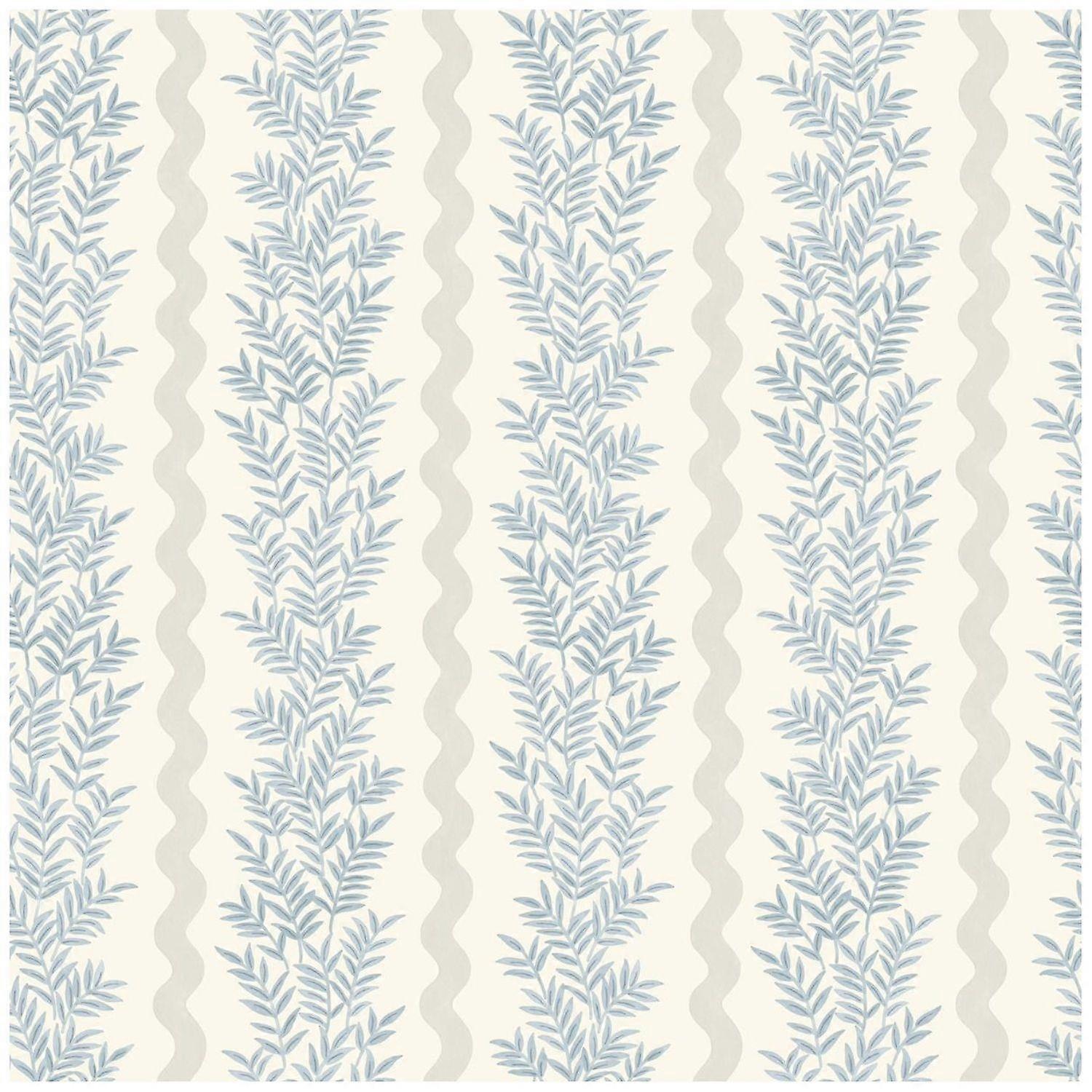 Holden Decor Foliage Stripe Natural Blue Wallpaper