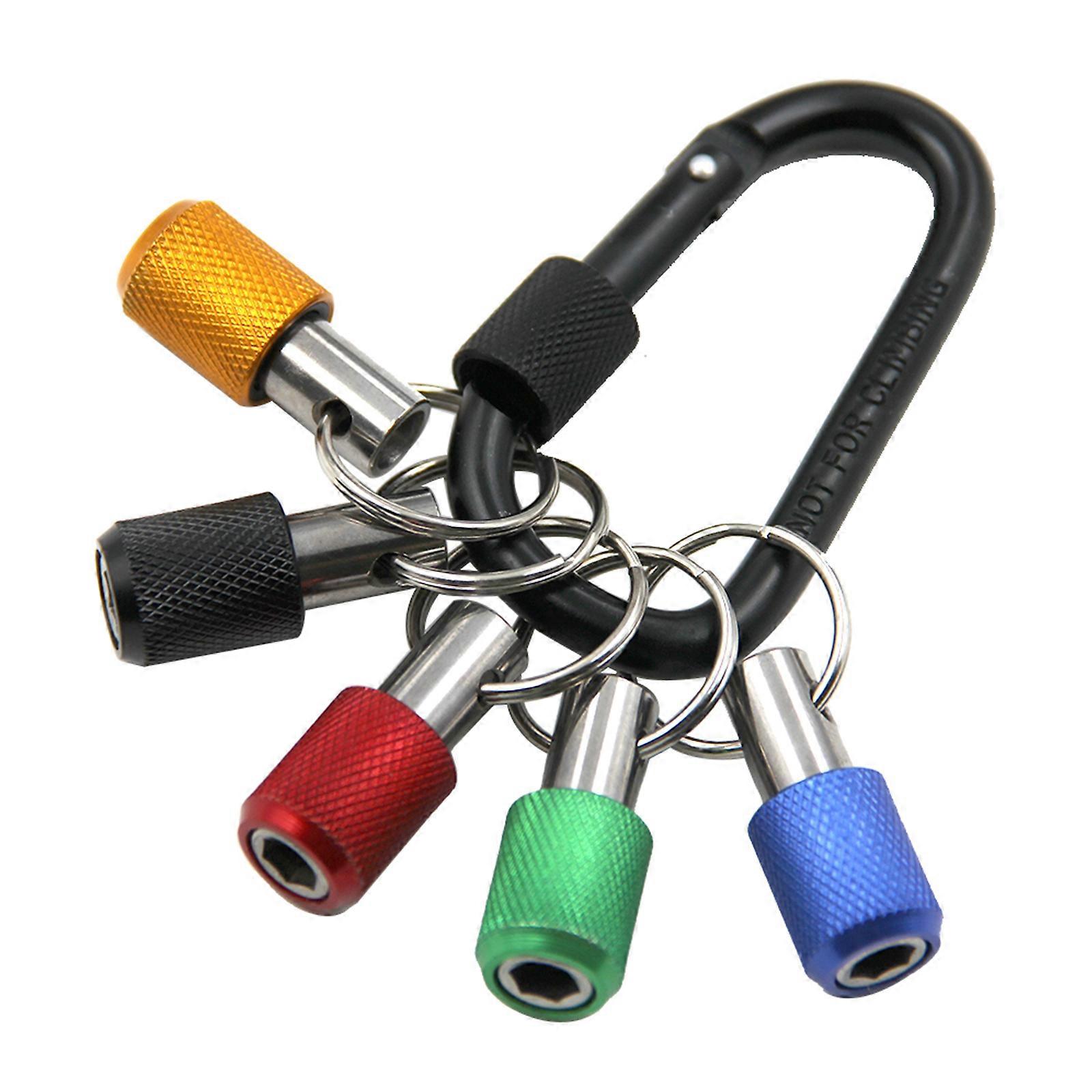 5 Pcs/Set 1/4 Inch Keychain Practical Hex Shank Screwdriver Bits Holder Quick Release Extension Bar Drill Screw Adapter Multicolor