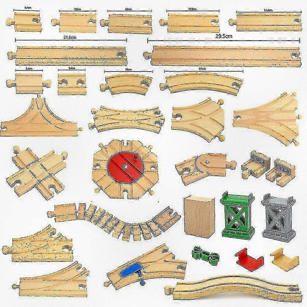 Wooden Rail Railway Toys Beech Wooden Train Track Accessories Compatible With Various Brand Tracks Children's Educational Playthings